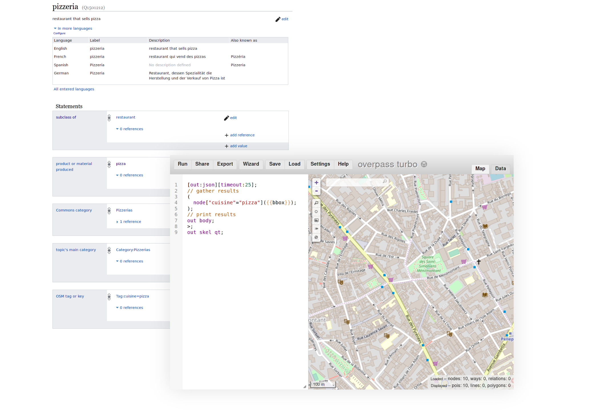 Querying OSM with WikiData's help
